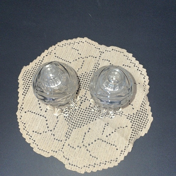 Crystal Salt & Pepper Shakers 5” Vintage Glassware Set Dinnerware - Picture 3 of 8